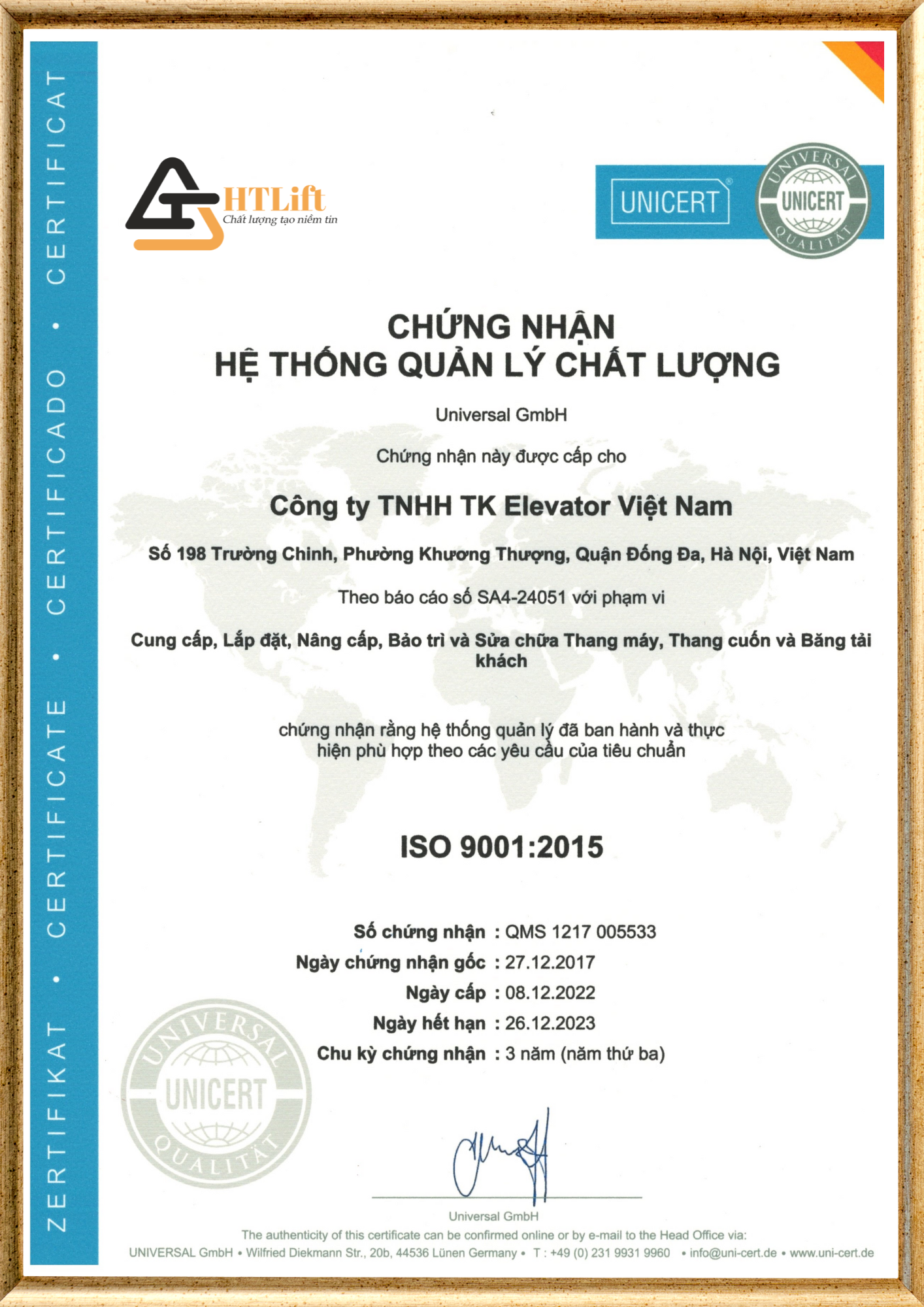 Chứng nhận Quản lý chất lượng